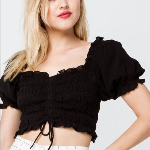 Cotton Candy Tops - ✨HP✨COTTON CANDY LA Cinched Woven Womens Crop Top✨